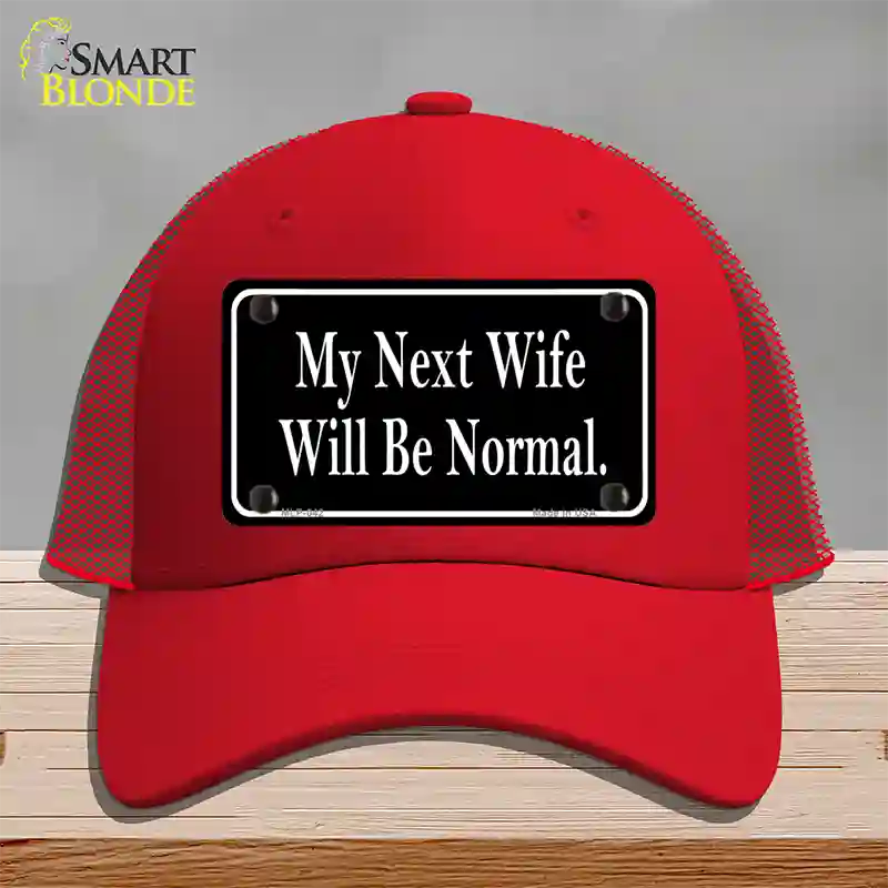 My Next Wife Novelty License Plate Hat Mesh / Red