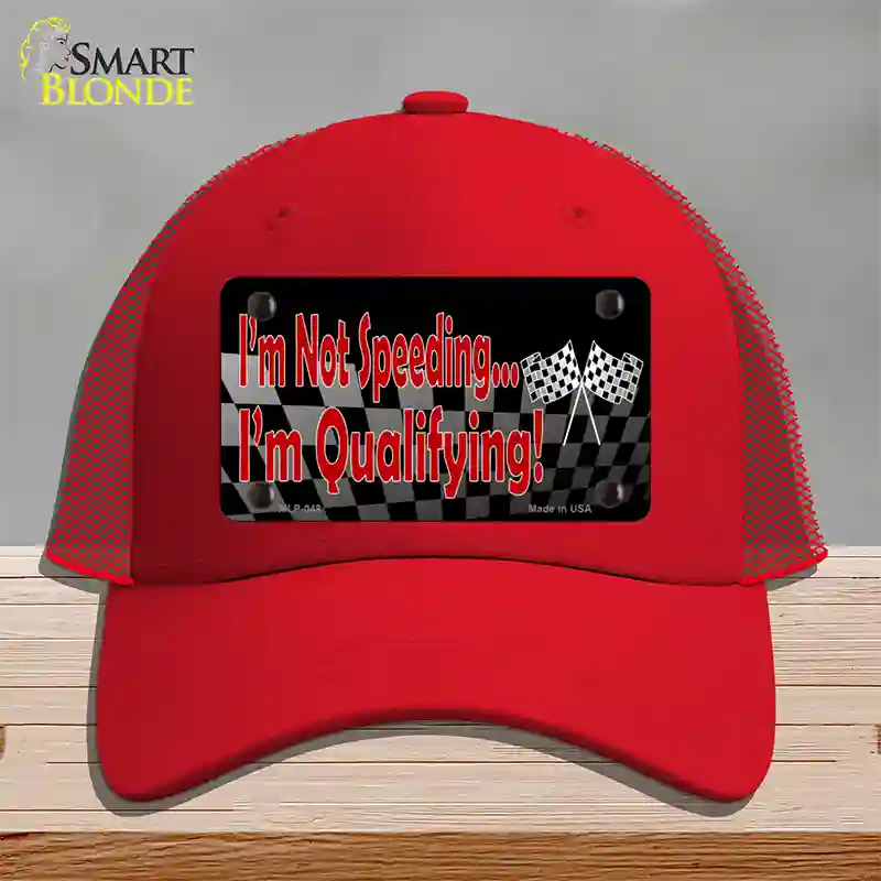 Im Qualifying Novelty License Plate Hat Mesh / Red