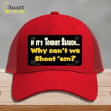 Why Cant We Shoot Em Novelty License Plate Hat Mesh / Red