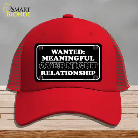 Wanted Meaningful Overnight Relationship Novelty License Plate Hat Mesh / Red