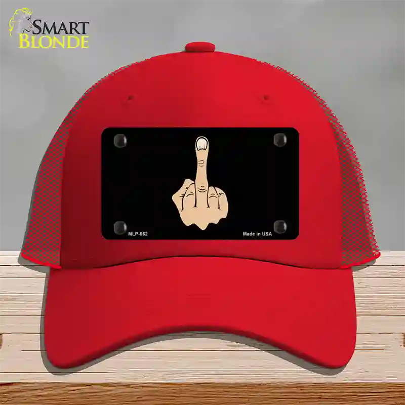 Middle Finger Novelty License Plate Hat Mesh / Red