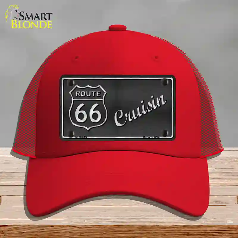 Route 66 Cruisin Novelty License Plate Hat Mesh / Red