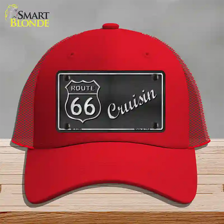 Route 66 Cruisin Novelty License Plate Hat Mesh / Red