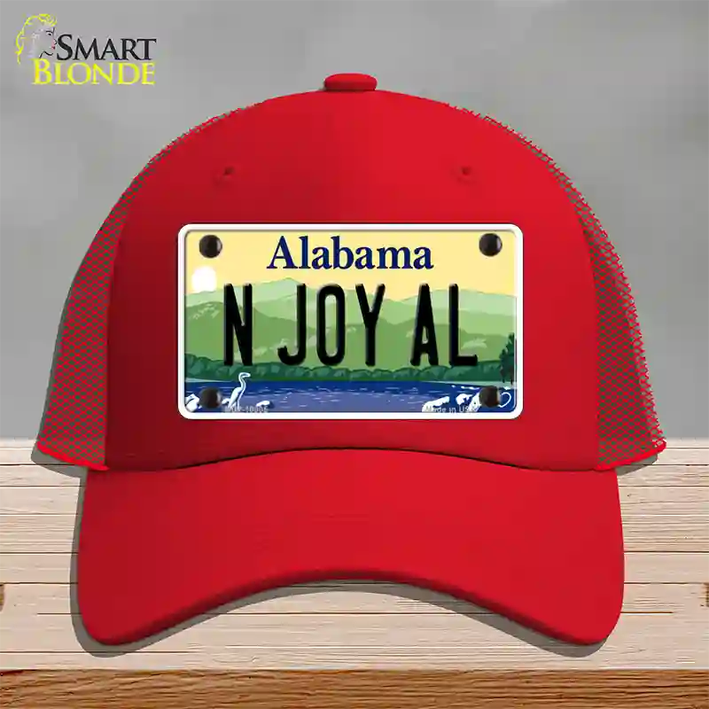 N Joy AL Alabama Novelty License Plate Hat Mesh / Red