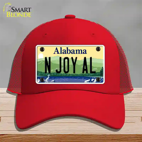 N Joy AL Alabama Novelty License Plate Hat Mesh / Red