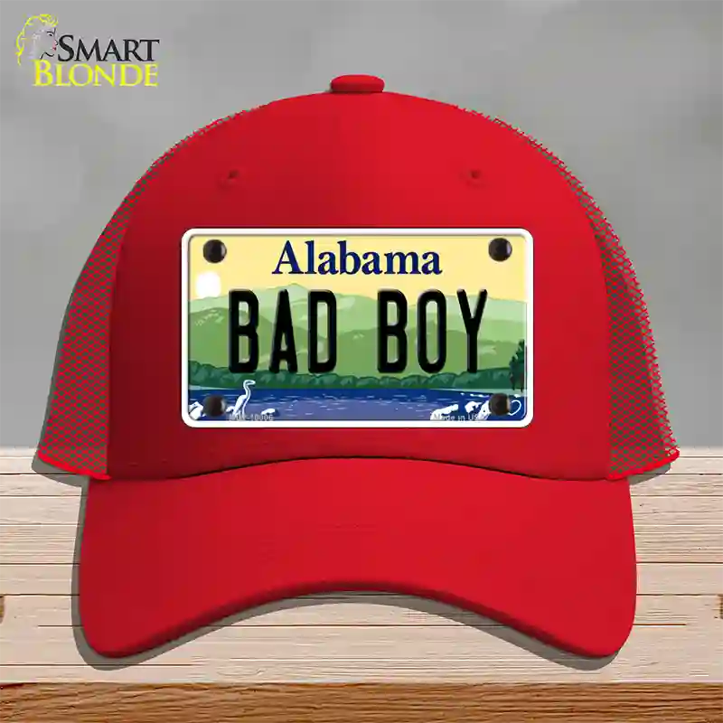 Bad Boy Alabama Novelty License Plate Hat Mesh / Red