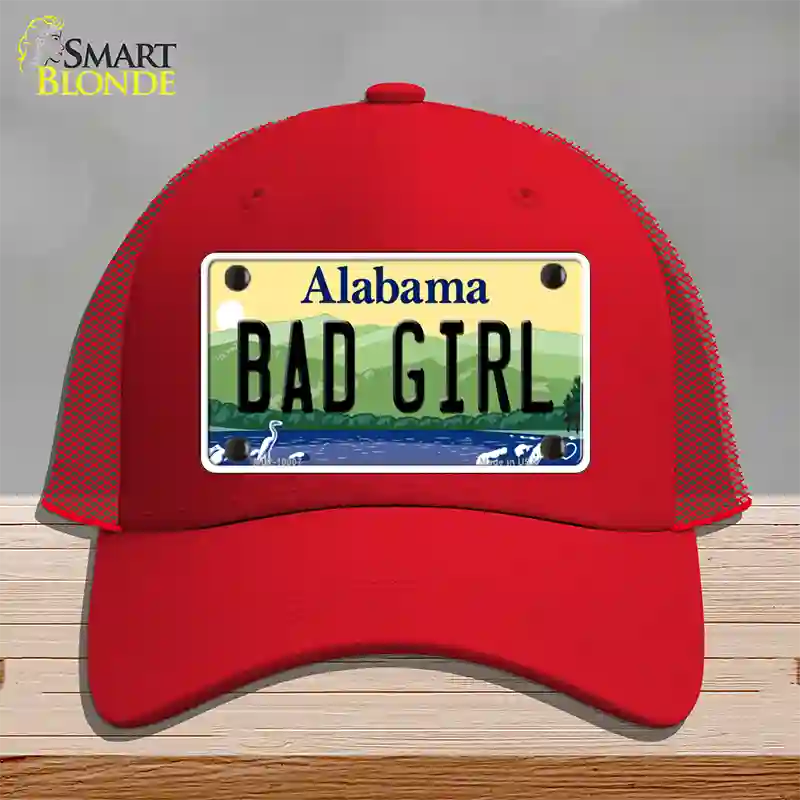 Bad Girl Alabama Novelty License Plate Hat Mesh / Red