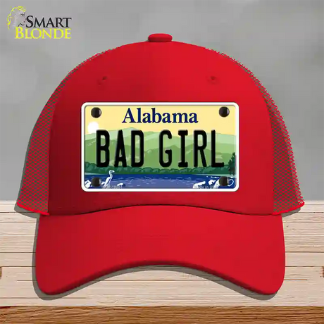 Bad Girl Alabama Novelty License Plate Hat Mesh / Red