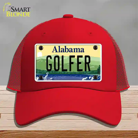 Golfer Alabama Novelty License Plate Hat Mesh / Red