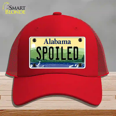 Spoiled Alabama Novelty License Plate Hat Mesh / Red