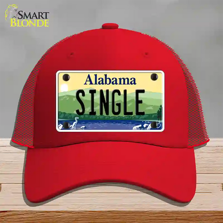 Single Alabama Novelty License Plate Hat Mesh / Red