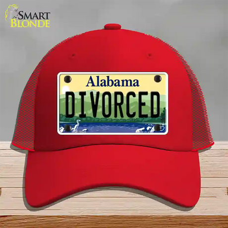 Divorced Alabama Novelty License Plate Hat Mesh / Red