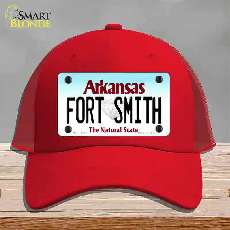 Fort Smith Arkansas Novelty License Plate Hat Mesh / Red