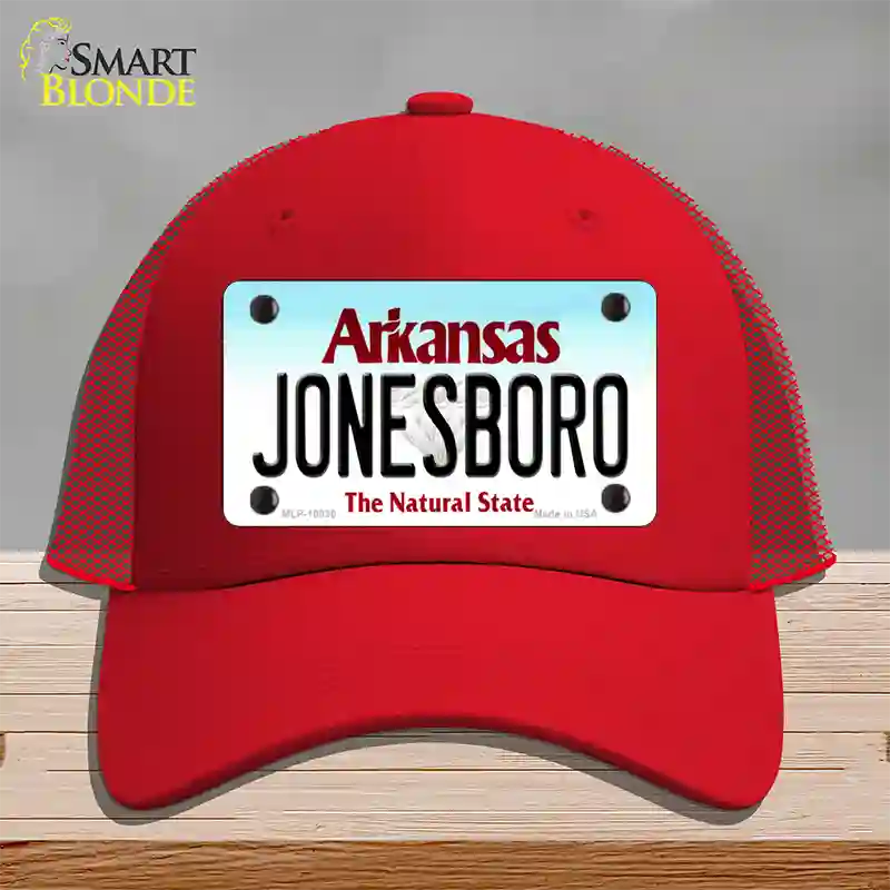 Jonesboro Arkansas Novelty License Plate Hat Mesh / Red