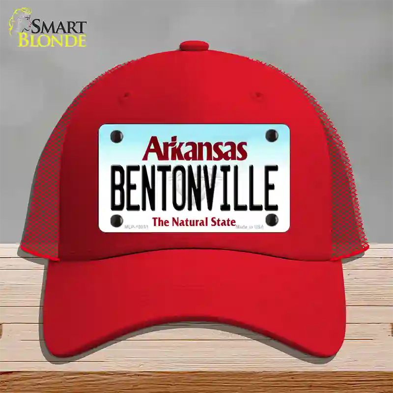 Bentonville Arkansas Novelty License Plate Hat Mesh / Red