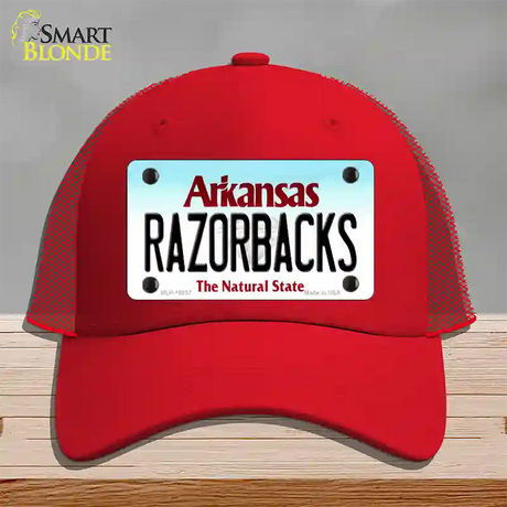 Razorbacks Arkansas Novelty License Plate Hat Mesh / Red