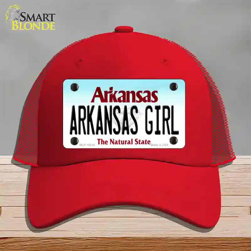 Arkansas Girl Arkansas Novelty License Plate Hat Mesh / Red