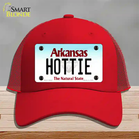 Hottie Arkansas Novelty License Plate Hat Mesh / Red