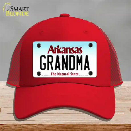 Grandma Arkansas Novelty License Plate Hat Mesh / Red