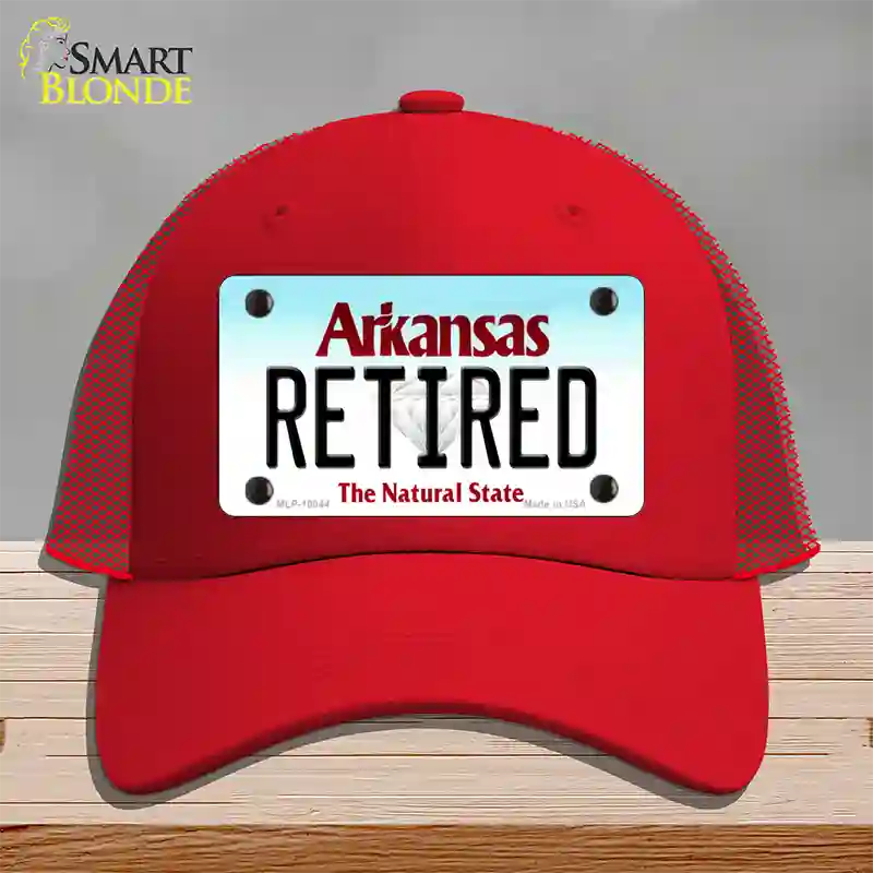 Retired Arkansas Novelty License Plate Hat Mesh / Red