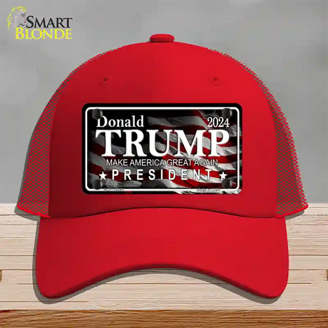 Trump 2024 Novelty License Plate Hat Mesh / Red