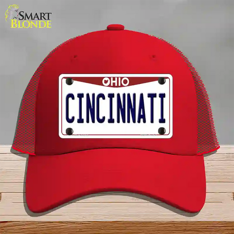 Cincinnati Ohio Novelty License Plate Hat Mesh / Red