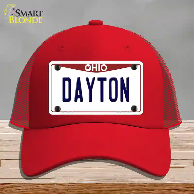 Dayton Ohio Novelty License Plate Hat Mesh / Red