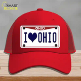 I Love Ohio Novelty License Plate Hat Mesh / Red