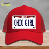 Ohio Girl Ohio Novelty License Plate Hat Mesh / Red