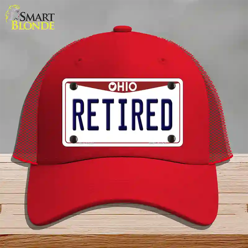 Retired Ohio Novelty License Plate Hat Mesh / Red