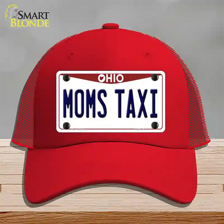 Moms Taxi Ohio Novelty License Plate Hat Mesh / Red