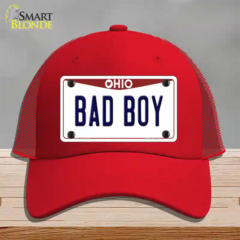 Bad Boy Ohio Novelty License Plate Hat Mesh / Red