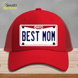 Best Mom Ohio Novelty License Plate Hat Mesh / Red