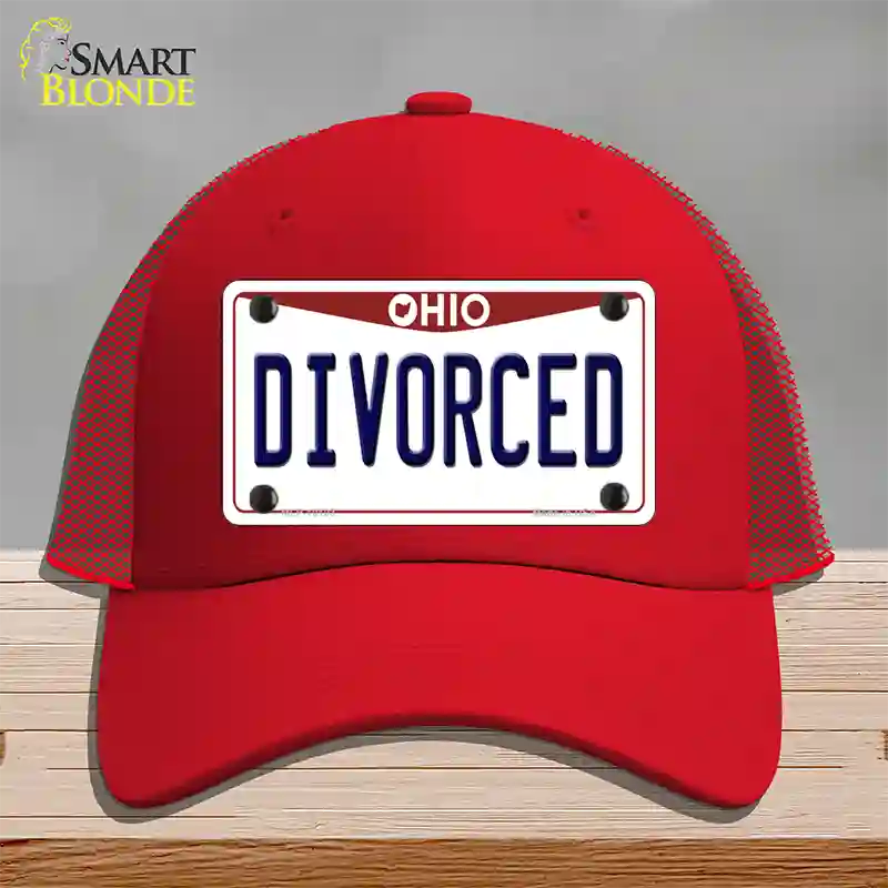 Divorced Ohio Novelty License Plate Hat Mesh / Red