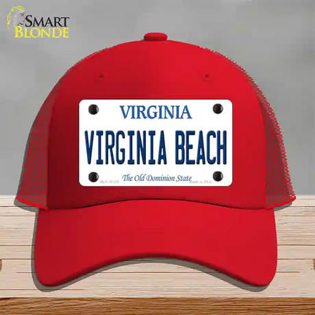 Virginia Beach Virginia Novelty License Plate Hat Mesh / Red