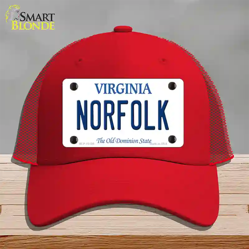 Norfolk Virginia Novelty License Plate Hat Mesh / Red