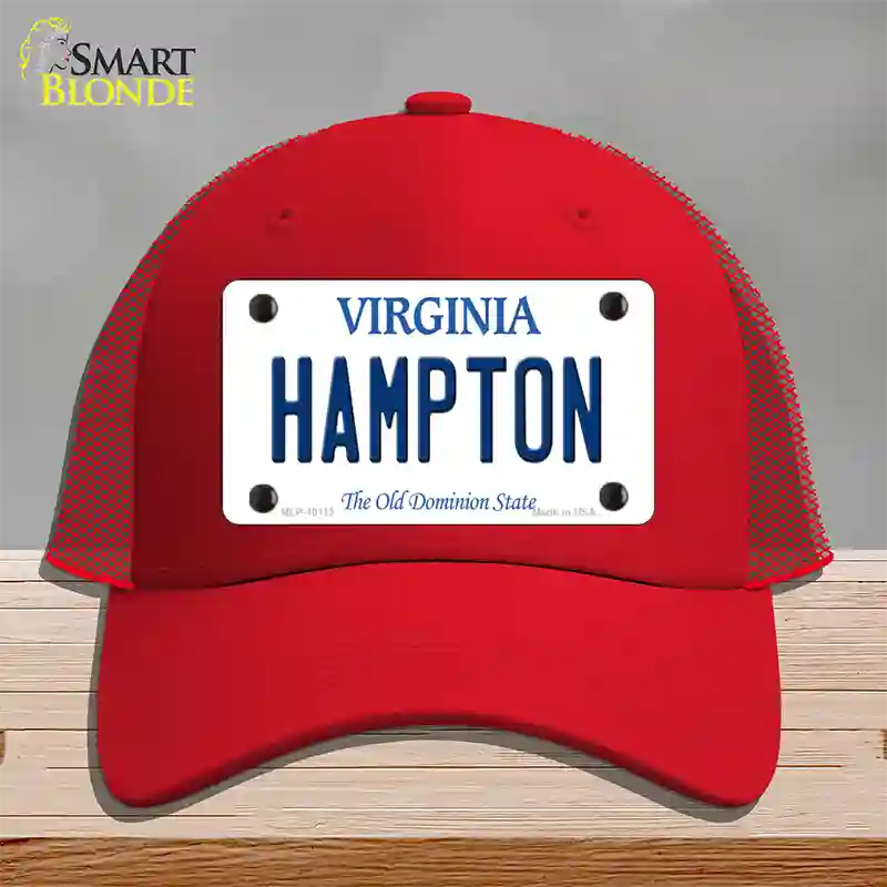 Hampton Virginia Novelty License Plate Hat Mesh / Red