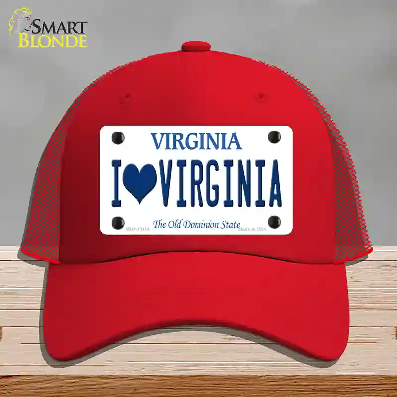 I Love Virginia Novelty License Plate Hat Mesh / Red