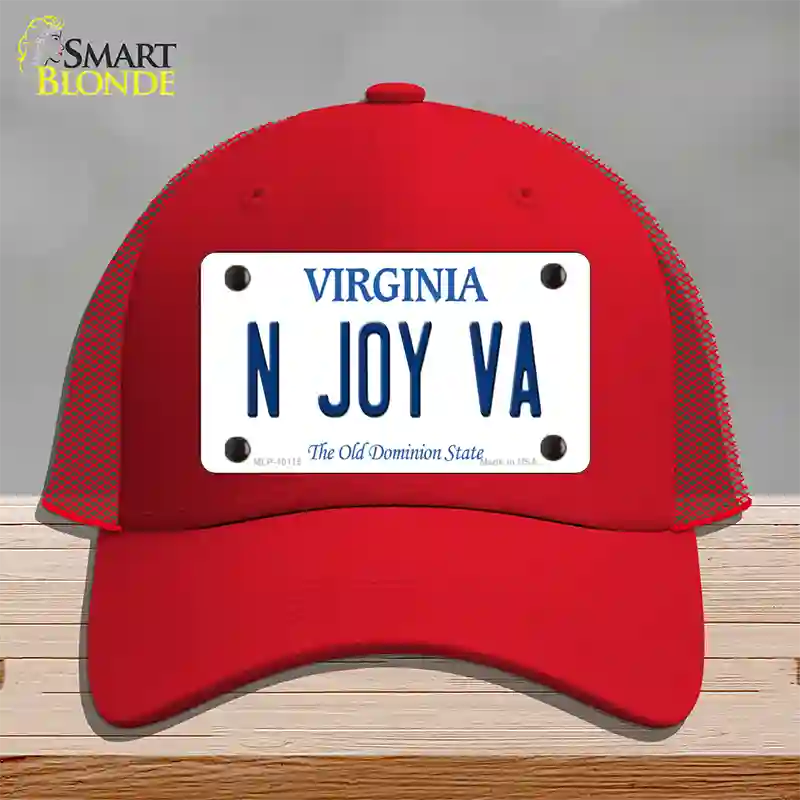 N Joy VA Virginia Novelty License Plate Hat Mesh / Red