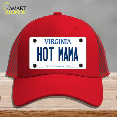 Hot Mama Virginia Novelty License Plate Hat Mesh / Red