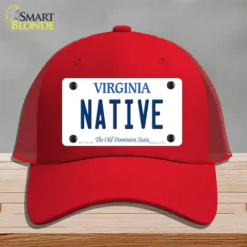 Native Virginia Novelty License Plate Hat Mesh / Red