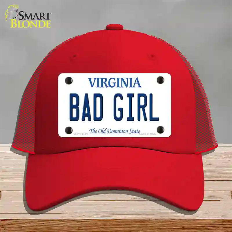 Bad Girl Virginia Novelty License Plate Hat Mesh / Red