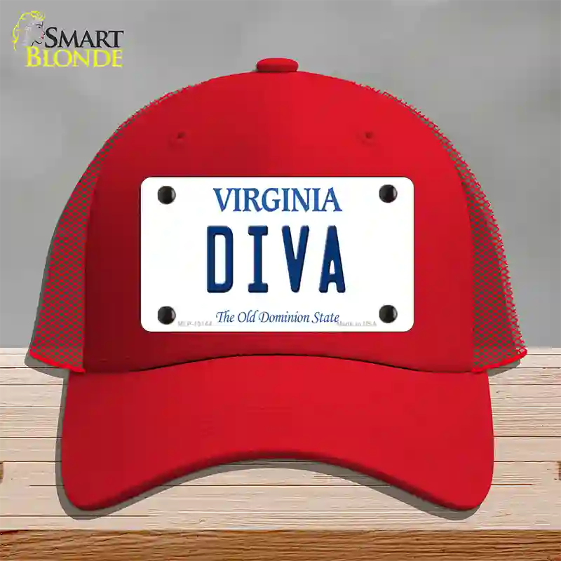 Diva Virginia Novelty License Plate Hat Mesh / Red