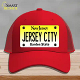 Jersey City New Jersey Novelty License Plate Hat Mesh / Red