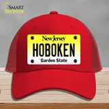 Hoboken New Jersey Novelty License Plate Hat Mesh / Red