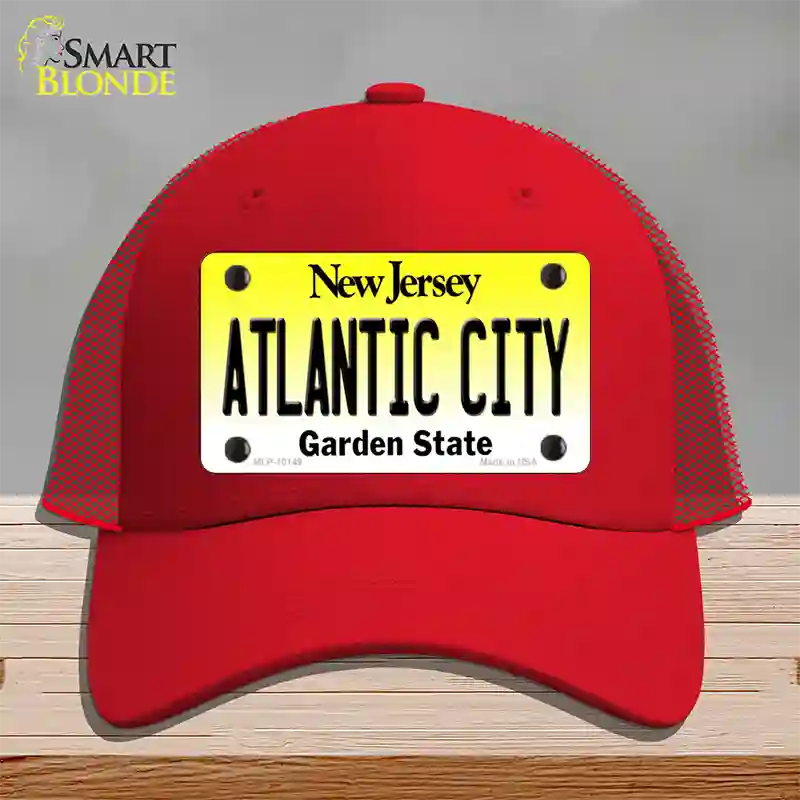 Atlantic City New Jersey Novelty License Plate Hat Mesh / Red