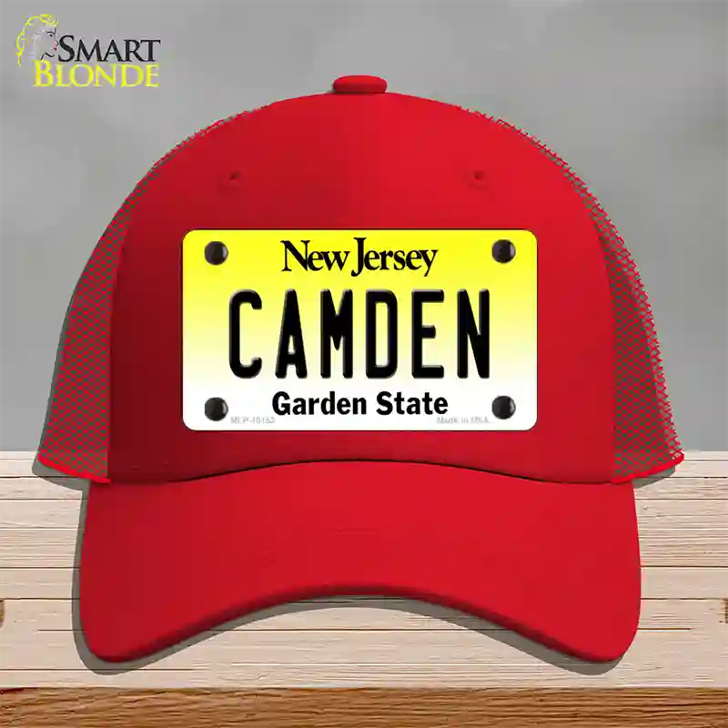 Camden New Jersey Novelty License Plate Hat Mesh / Red