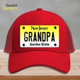 Grandpa New Jersey Novelty License Plate Hat Mesh / Red