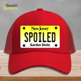 Spoiled New Jersey Novelty License Plate Hat Mesh / Red