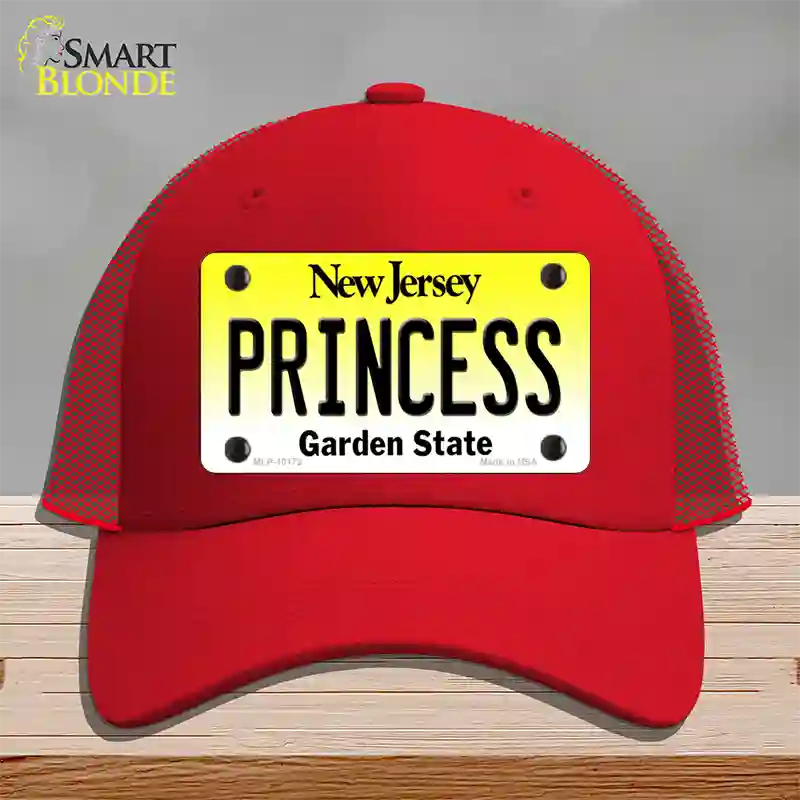 Princess New Jersey Novelty License Plate Hat Mesh / Red